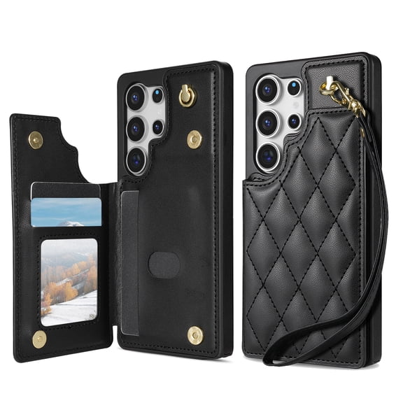 TECH CIRCLE for Samsung Galaxy S25 Ultra Flip Wallet Case with 3 Card Slots, RFID Blocking, Kickstand Function, PU Leather Shell Protective Case for 2025 Model Galaxy S25 Ultra (6.8"), Black
