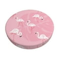 thumbnail image 2 of Xecao's Pink Flamingos and Flowers Print Stool Covers offer stylish, washable protection for PU round bar stools, perfect for home or commercial use., 2 of 7