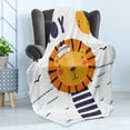 thumbnail image 4 of Saying Soft Flannel Fleece Blanket, Nursery Themed Cartoon Image with Sailor Lion Happy Sun and Ahoy Lettering on Waves, Cozy Plush for Indoor and Outdoor Use, 50" x 60", Multicolor, by Ambesonne, 4 of 5