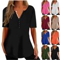 thumbnail image 1 of Fiudx Ofertas de La Semana Blusa con Botones de Color y Cuello Redondo, Informal, Cómoda Ya La Moda para Mujer, 1 of 6