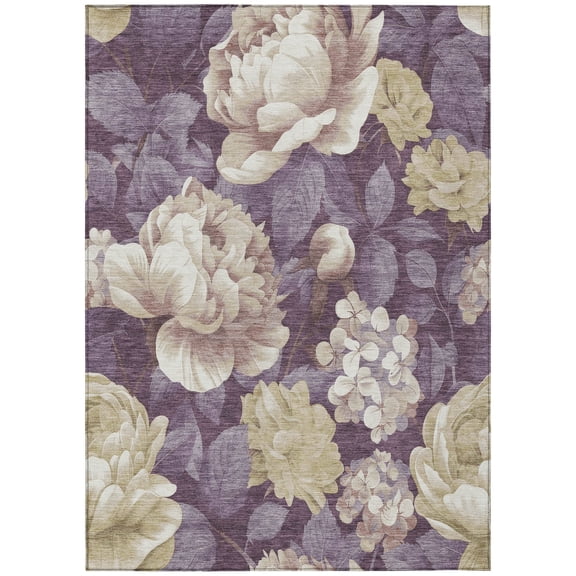 Addison Rugs Chantille Indoor/Outdoor Transitional Floral Beige Washable Rectangle Rug, 10' x 14'