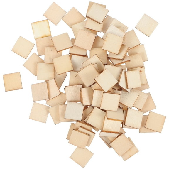 QUMONIN 100pcs 10mm Wood Slices Square DIY Plaque for Crafts