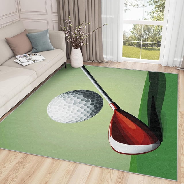 Sports Golf Area Rugs, Club Ball Carpet, Washable Non Slip Low Pile Soft Rug for Entryway Bedroom Decor Mat 3ftx5ft