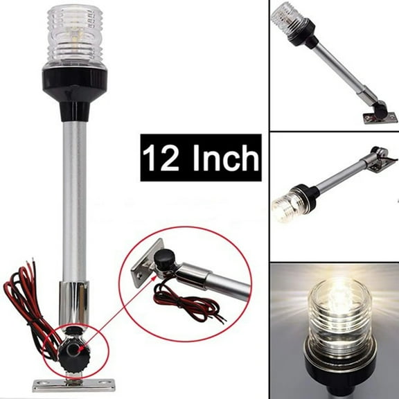 Geloo 12" Aluminum Marine Boat Navigation Light Anchor Lights Fold Down 360° 4000-4500K Stern Light