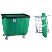 R&B Wire Products 412KDC-FG 12 Bushel UPS & FEDEX ABLE Vinyl Basket Truck All Swivel Casters, forest Green - 38 x 28 x 35 in.