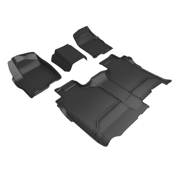 3D MAXpider Custom Fit Kagu Floor Mat (Black) Compatible with Chevrolet Silverado Crew Cab Bench Seat (Vinyl Floor, No Carpeted Storage) 2019-2025 - Full Set