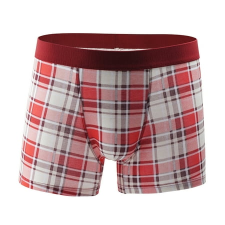 

Dadaria Mens Boxers Underwear Men Underwear Cotton Large Size Fatty Men Boxer Underpants Plaid Printed Style Red XXL Men