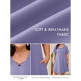 thumbnail image 3 of SHOWMALL Women's Plus Size Casual Dress with Pockets, Criss Cross V-Neck Soft Short Sleeve Sundress, Purple Gray 1X Cozy Comfort Loungewear for Daily Wear, 3 of 8