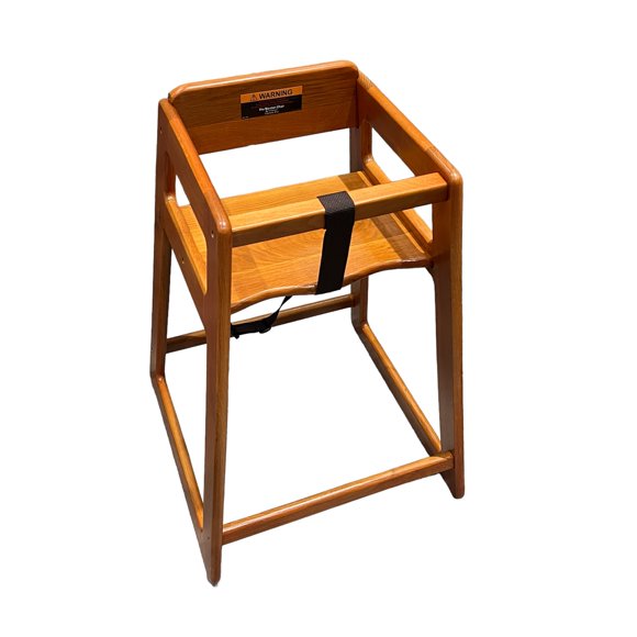 TOYTEXX Chaise Haute en Bois, Chaise de Salle à Manger pour Bébé de 20 Pouces, avec Harnais, Base Grand, Brun Pâle (6 Mois et Plus)