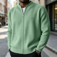 thumbnail image 2 of Mens Full Zip Cardigan Sweater Casual Mock Neck Ribbed Knitted Winter Chunky Sweaters, M, 2 of 5