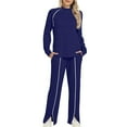 thumbnail image 4 of Sweatsuits Women 2 Piece Outfit, Prolriy Fall Outfits 2025 Wide Leg Pant Matching Sets Womens Clothing Lounge Sets for Women Dark Blue M, 4 of 8