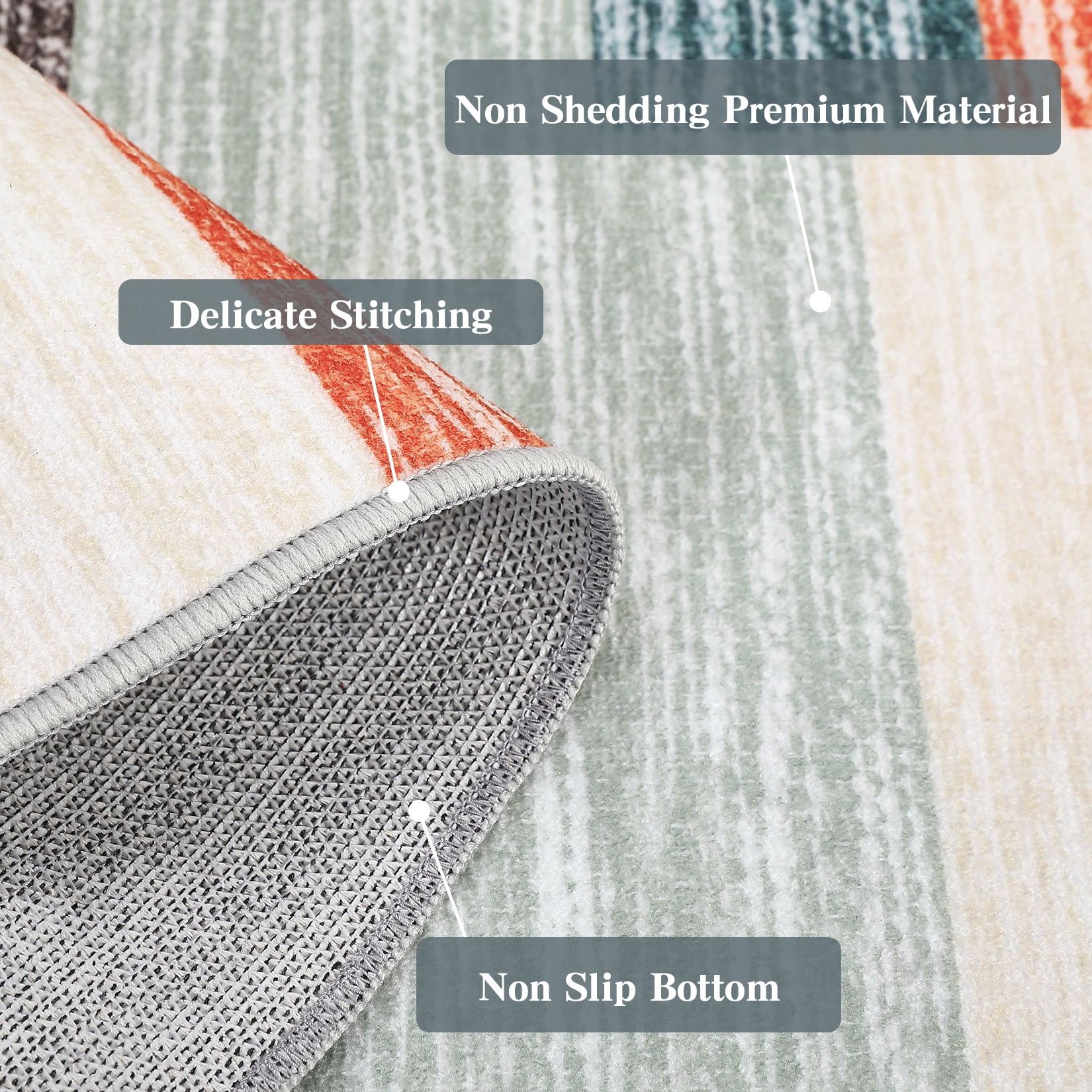 Hasoo 2' x 6' Runner Modern Geometric Patchwork Print Rug for Laundry Kitchen Non-Shedding Non-Slip Floor Mat Bedside Indoor Carpets, Red/Blue