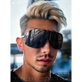 thumbnail image 4 of Extra Oversized Curved Shield Robotic 80s Sport Sunglasses White - Blue Mirror, 4 of 9
