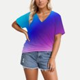 thumbnail image 2 of Wang6 Plus Size V Neck Tshirts for Women Causal Color Blocking Graphic Tees Summer Loose Fit Short Sleeve Tops Dark Purple XXXL, 2 of 4