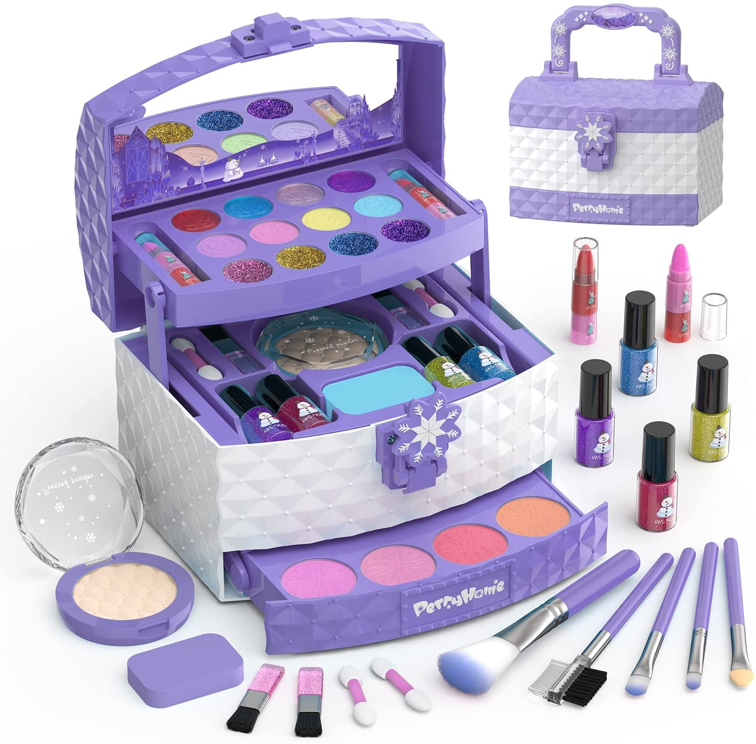 WATTNE Kids Makeup Kit for Girls 35 Pcs Washable Real Cosmetic, Safe