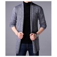 thumbnail image 3 of Suéter de lana de estilo largo para hombre, suéter de punto extra largo, chaquetas, suéter de color sólido, cárdigan de punto para hombre, 3 of 5
