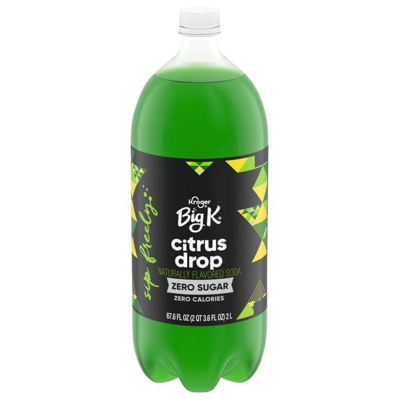 Kroger Big K Citrus Drop Zero Sugar Zero Calorie Soda Bottle 2 liter - Pack of 1