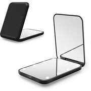 RUseeN Travel Mirror with Light, 1X/3X Magnification LED Compact Mirror with Nternal BIattery, Black Mini Mirror for Purse, Pocket,Travel and Gift
