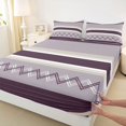 thumbnail image 4 of Homewish Hippie Plum Abstract Twin Sheet Sets for Women, Chic Minimalism Twin Fitted Sheet, Modern Fashion Theme Flat Sheet, Ultra Soft Bedroom Decor, 3-Piece, 4 of 8