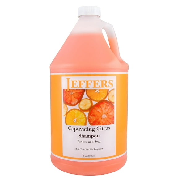 Jeffers Pet Captivating Citrus Shampoo, 1 Gallon – Soap Free Grooming for Dogs, Cats & Puppies – Orange & Lime Scent, Aloe & Coconut Oil – Safe for All Coat Types – Easy Rinse Formula for Home