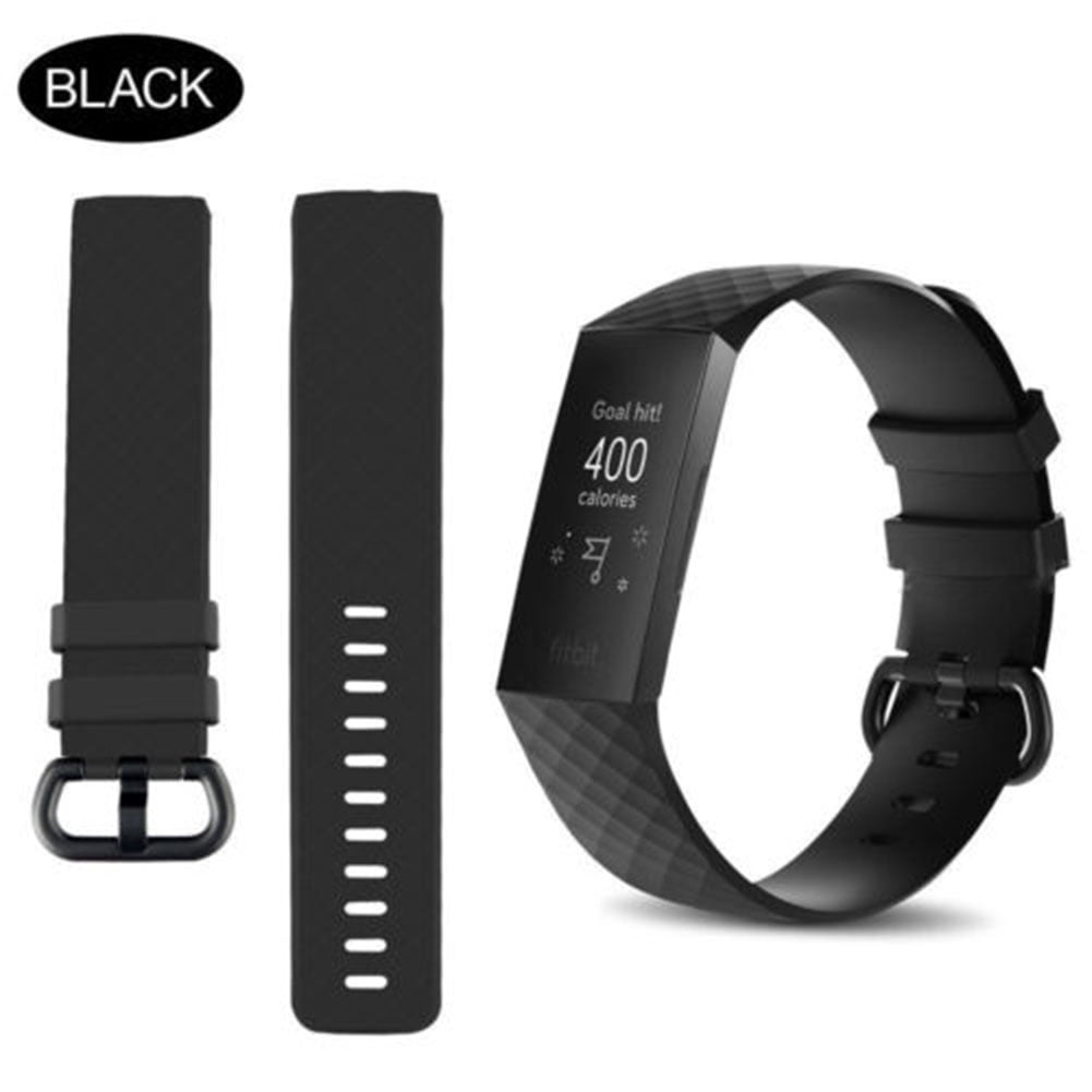 Generic - for Fitbit Charge 3 Replacement Band Silicone Strap Sports Wristband black large