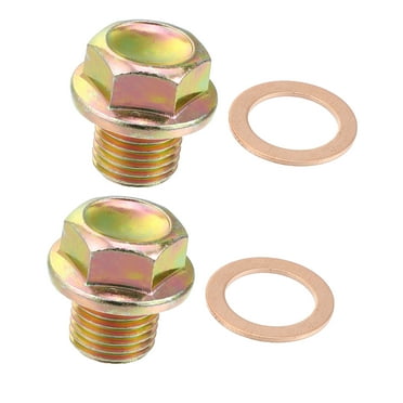 Unique Bargains 2pcs M14x1.5 Steel Engine Oil Drain Plug Screw with Seal Ring for Honda Civic CR-V for Mazda Bronze Tone