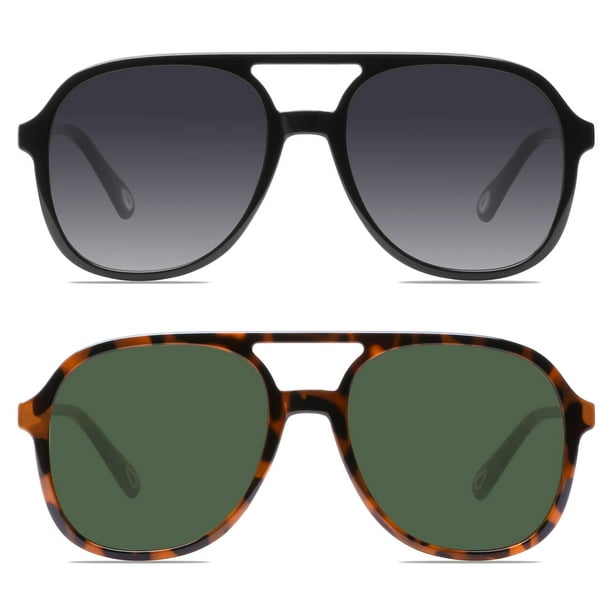 YDAOWKN Gafas de sol de aviador cuadradas retro para mujer y hombre, gafas de sol vintage de los años 70 con doble puente