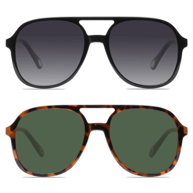 YDAOWKN Gafas de sol de aviador cuadradas retro para mujer y hombre, gafas de sol vintage de los años 70 con doble puente