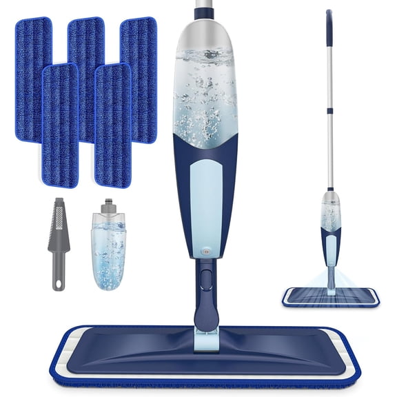 Spray Mops Floor Cleaning, Microfiber Wood Floor Mop with 5 Reusable Washable Pads Dry Cleaning on Hardwood Laminate Wood Ceramic Vinyl Tile