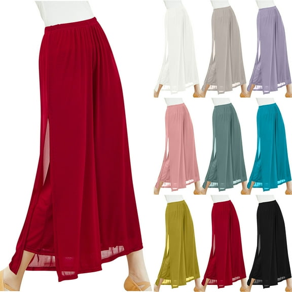 pstuiky Pants for Women, Women Solid Color Mid Waist Straight Leg Pants Active Fit Trendy Plus Size Full Trousers Sports Pants Gift for Girl Hot Prices Black L