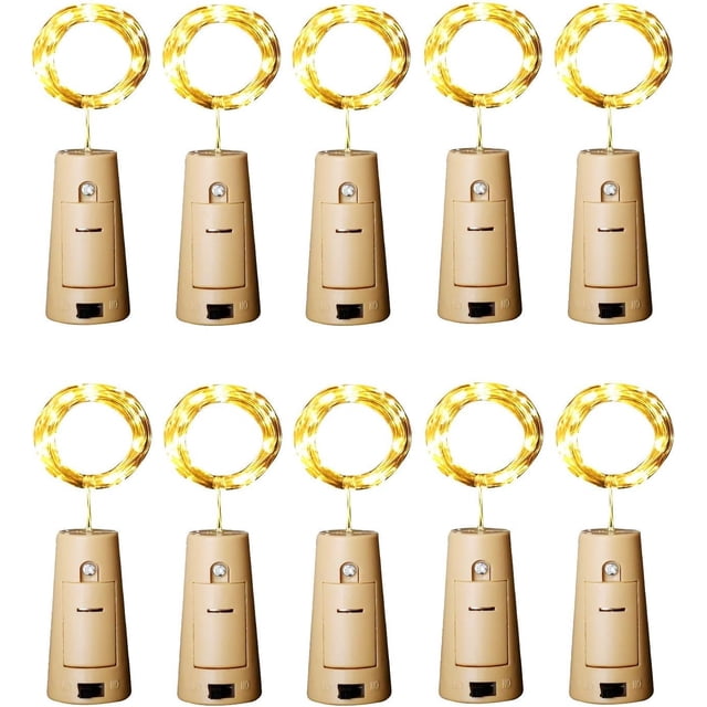Luces para botellas de vino YONGSHENG 10 Piezas LED Corcho Blanco Cálido