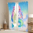 thumbnail image 3 of Feelyou Dreamy Unicorn Mermaid Black Out Curtains for Girls, Watercolor Galaxy Curtains Pack of 2 (42x63 Each), Blue Pink, 3 of 6