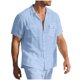 thumbnail image 5 of Camisetas de Manga Corta con Botón de la Solapa de los Hombres de Ajuste Suelto Cardigan de Bolsillo Moda Superior Verano Casual, 5 of 9