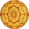 thumbnail image 1 of Ahgly Company Machine Washable Indoor Round Abstract Yellow Modern Area Rugs, 6' Round, 1 of 4