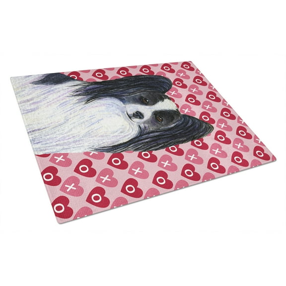 Caroline's Treasures Papillon Hearts Love and Valentine's Day Portrait Glass Cutting Board Large