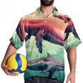 thumbnail image 4 of Whale Men's Short Sleeve Poplin Shirt, Casual Button Down Shirts, Printed Summer Beach Shirt, Unisex Casual Button Down Top, 4 of 6