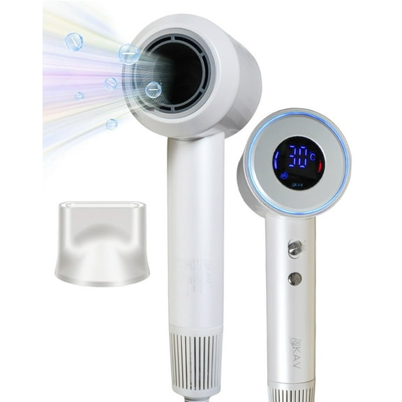 KAV Bella Breeze High-Speed Brushless Motor Negative Ionic Blow Dryer for Fast Drying, 110000 RPM Low Noise Hair Dryer, Travel Friendly Temp-Control Hairdryer with Nozzle