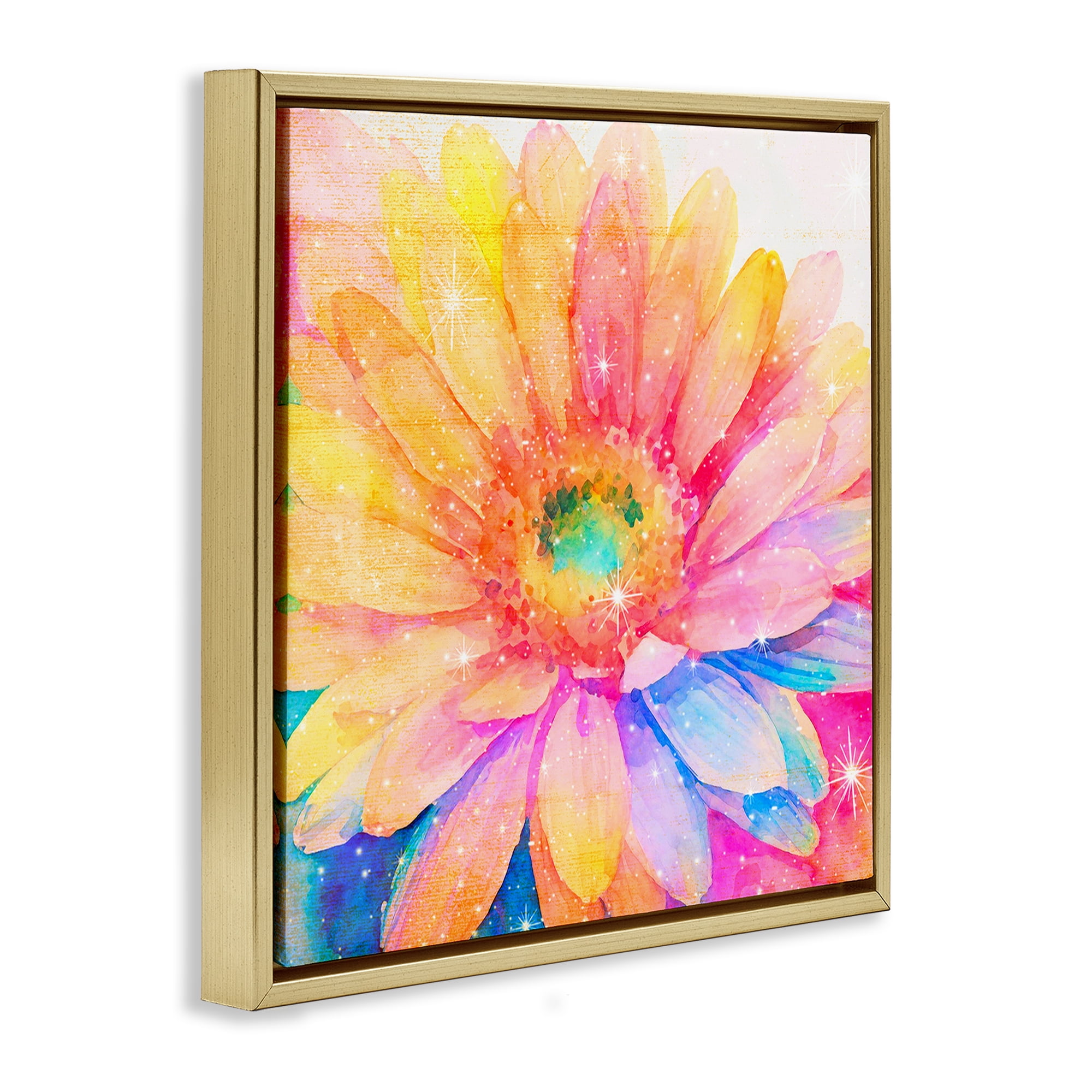 Stupell Industries Bloomtopia Shimmer Blossom Gold Framed Floater Canvas Wall Art, design by Vibelicious