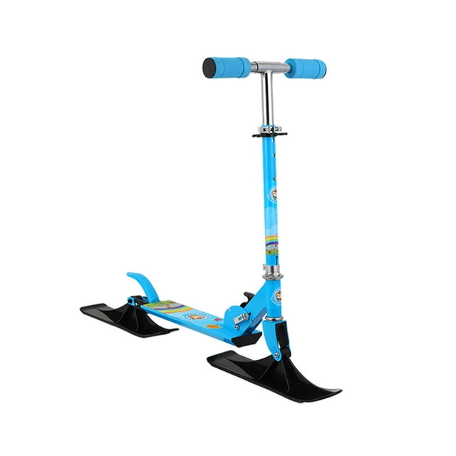 Colaxi Trottinette de Neige pour Enfants Trottinette à 2 Roues pour Enfant Trottinette d'Extérieur avec Béquille Trottinette Légère d'Entraînement à l'Équilibre Ski Planche à Roulettes Traîneau Bleu
