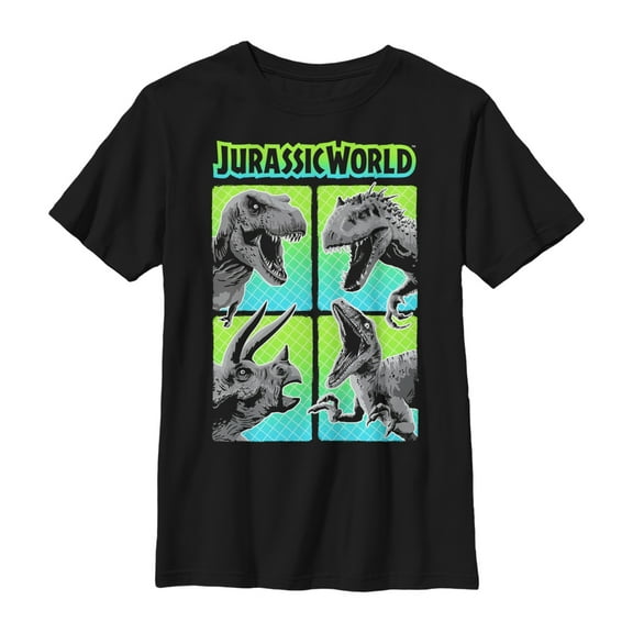 Boy's Jurassic World Dinosaur Panel Battle  Graphic Tee Black X Large