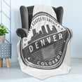 thumbnail image 4 of Denver Soft Flannel Fleece Blanket, Grunge Style Stamp Like Concept of United States of America Colorado Lettering, Cozy Plush for Indoor and Outdoor Use, 60" x 80", Grey and White, by Ambesonne, 4 of 5