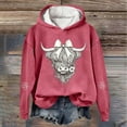 thumbnail image 2 of Telankuip Bow Highland Cow Christmas Hoodies for Women Holiday Western Print Girly Style Pullover Sweatshirts Soft Comfortable Long Sleeve Holiday Hooded Tops 2025 Fashion Watermelon Red L, 2 of 3