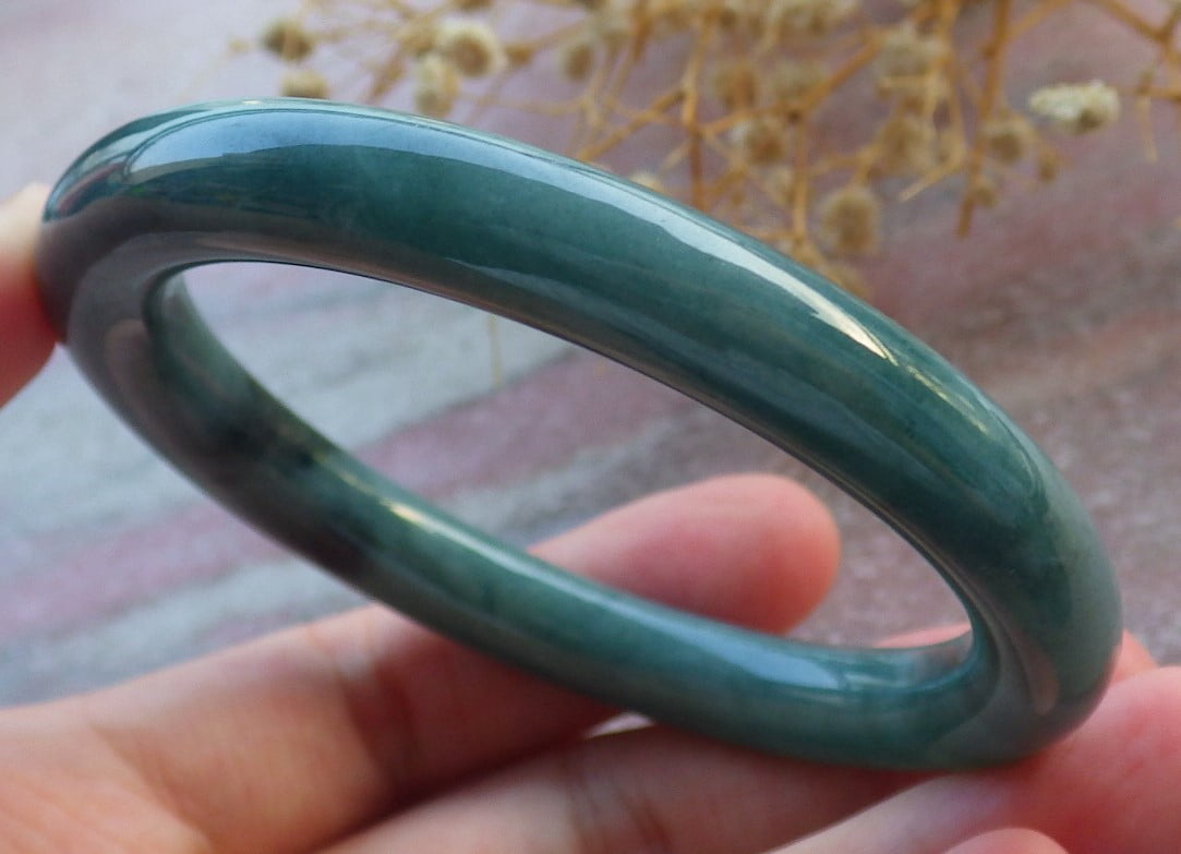 Icy Green Natural A JADE Jadeite Circle Bangle Bracelet 55 mm 681073 TN