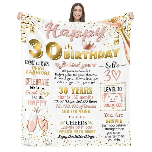 30th Birthday Gifts for Her, 30 Year Old Birthday Gifts for Women, Gifts for 30th Birthday Woman, 1993 30th Birthday Gifts for Women Blanket 50" X 60", 30th Birthday Decorations for Women Girlfriend