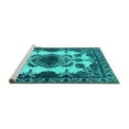 thumbnail image 2 of Ahgly Company Machine Washable Indoor Square Oriental Turquoise Blue Industrial Area Rugs, 3' Square, 2 of 4