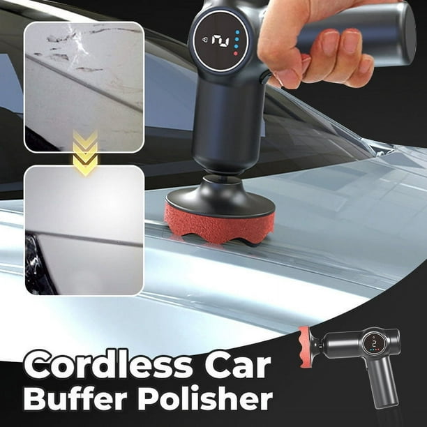 Kit de Pulidora Inalámbrica para Coche con 2 Baterías Recargables de 2000 Mah, 3 Almohadillas de Pulido y 2 Ajustes de Velocidad.