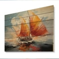 thumbnail image 2 of Designart "Sails Boat Energetic" Transportation Print on Natural Pine Wood, 2 of 5