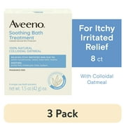 (3 pack) Aveeno Soothing Bath Moisturizer Soak for Eczema Relief, Natural Colloidal Oatmeal Bath, 8 Count