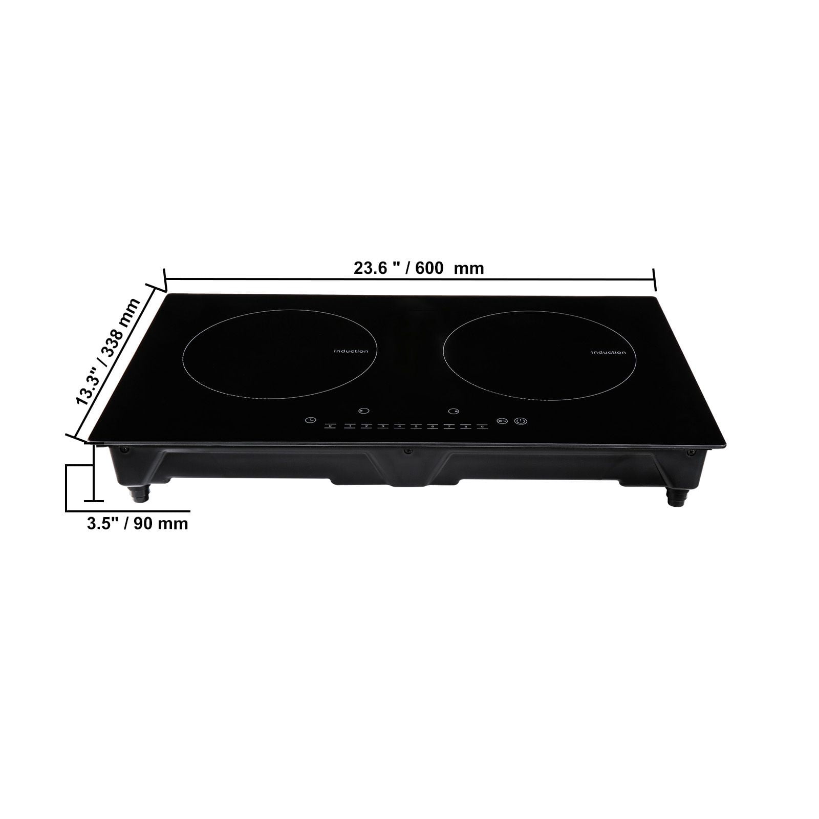 24-Inch double-head embedded induction cooker 1800W 9-speed firepower LED touch screen, child lock overheating protection