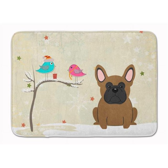 Carolines Treasures BB2485RUG Christmas French Bulldog Brown Machine Washable Memory Foam Mat